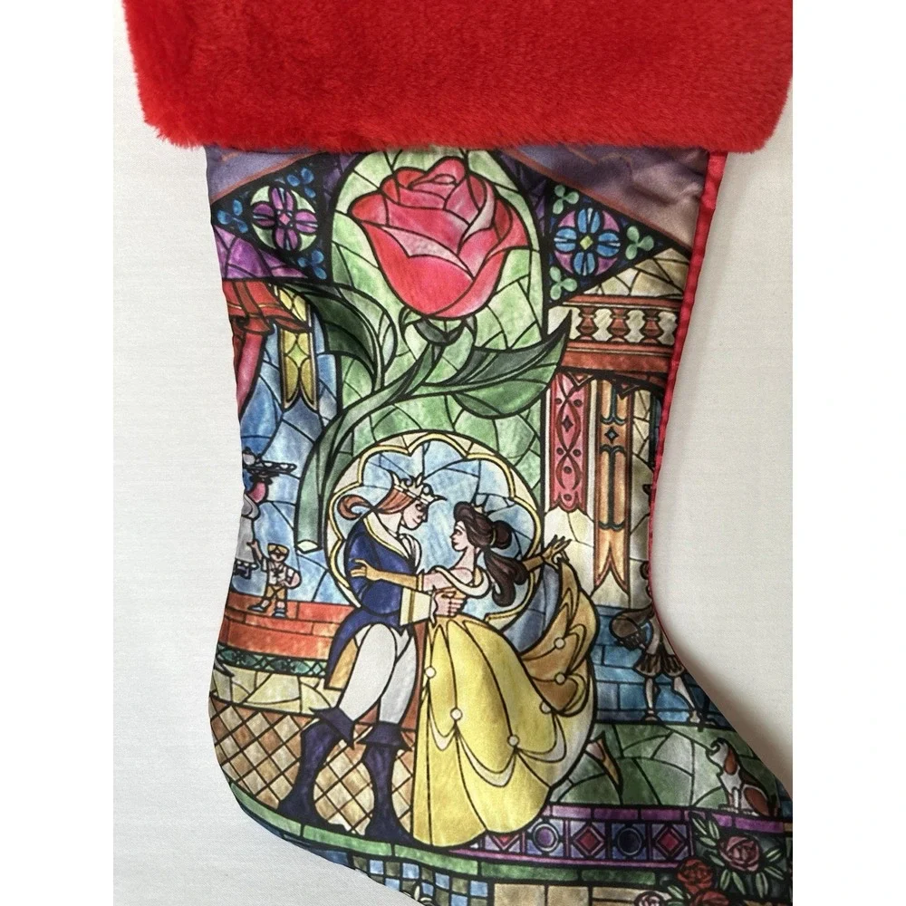 DISNEY PRINCESS CHRISTMAS STOCKING~BELLE~Beauty & Beast‎ Stained Glass Effect